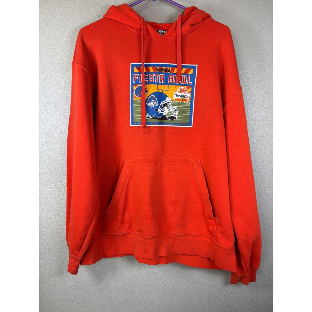 Vintage 2007 Tostitos Fiesta Bowl Hoodie Boise‎ State Broncos Men's XL Orange
